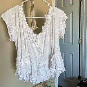 Free People Flowy White Top